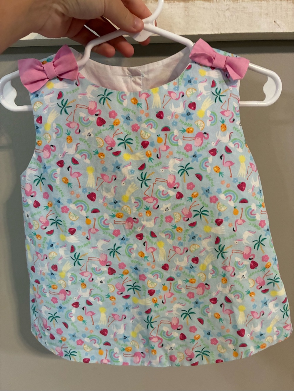 Girls Pink Flamingo Print Sleeveless Camisole Top with Shoulder Bows
